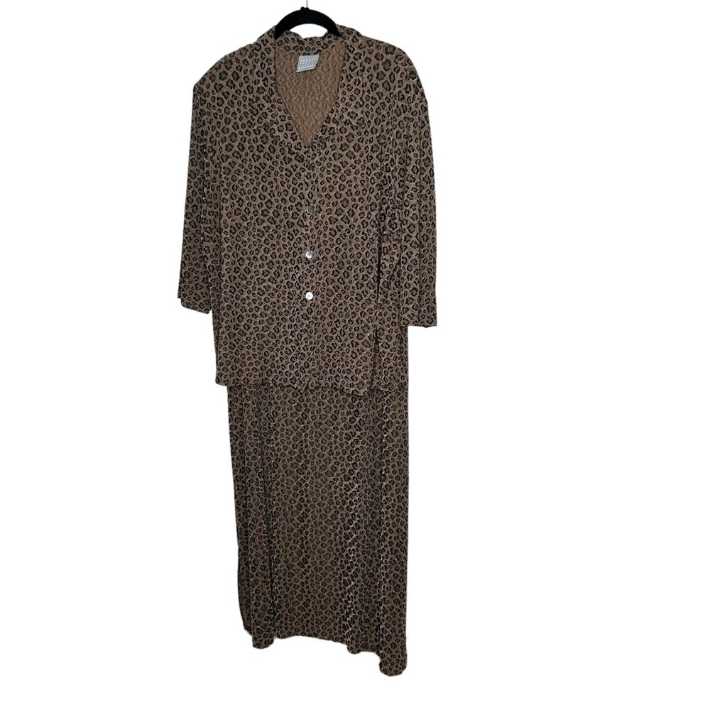 Rabbit Rabbit Women’s 2 Piece Leopard Print Slinky Knit Skirt Top 22W
